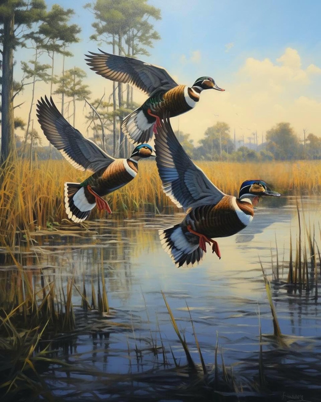 5D Diamond Art Painting Kits Flying Mallard Wild Duck Full Drill Round Beads Diamond Art Gems Stone